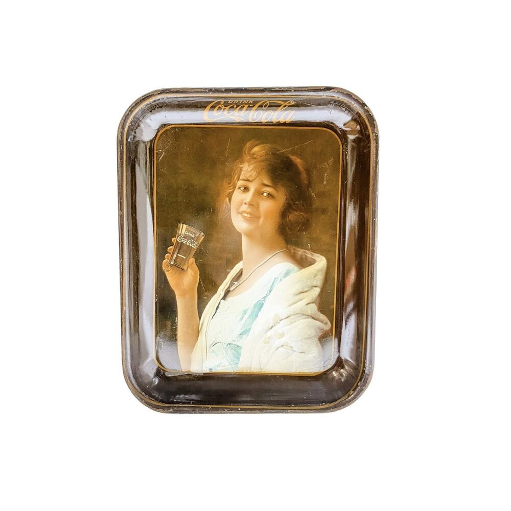Antique 1923 Original Coca Cola Flapper Girl Advertising Serving Tin Tray